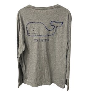 Vineyard Vines Miami Mens Long Sleeve Shirt Large L Grey Gray Blue Lightweight